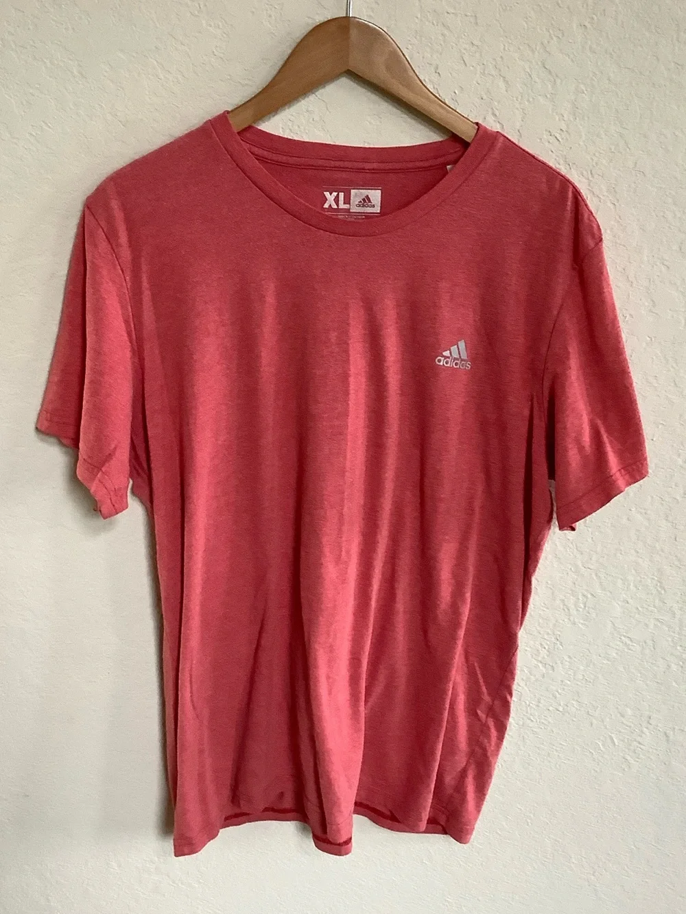 adidas Short-Sleeve Crew Tee in Coral Red